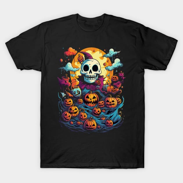 Halloween Anime Jester Skull T-Shirt by pa2rok